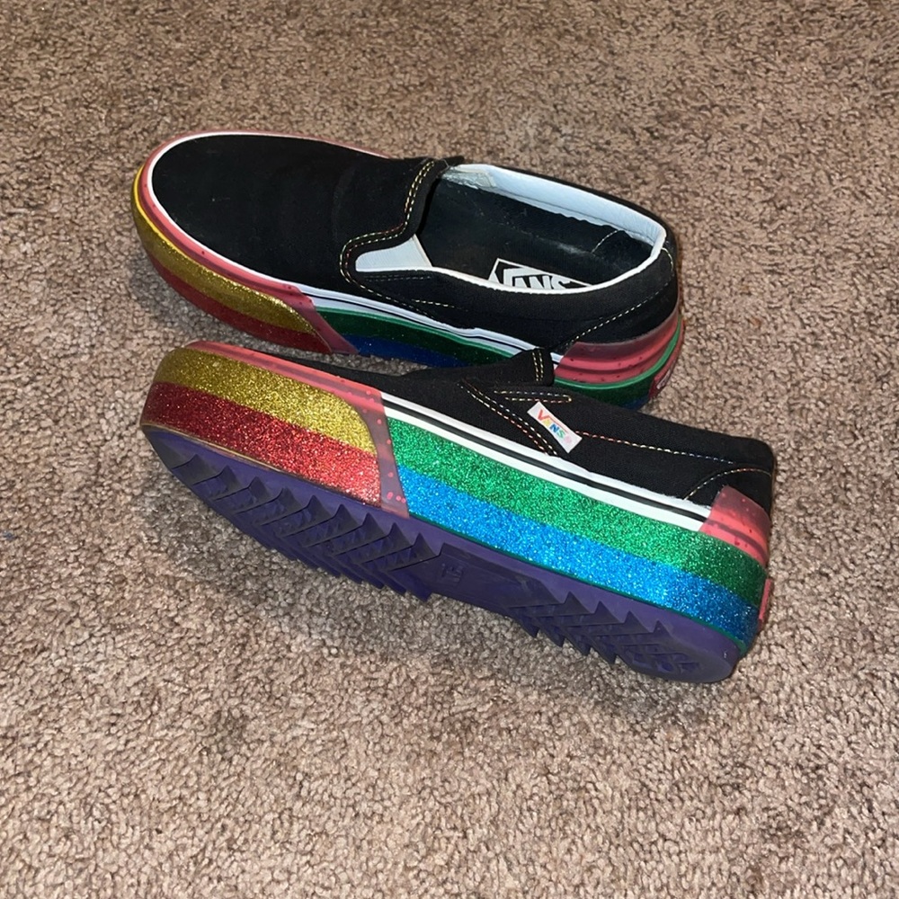 Rainbow sparkle stack vans. Size 6